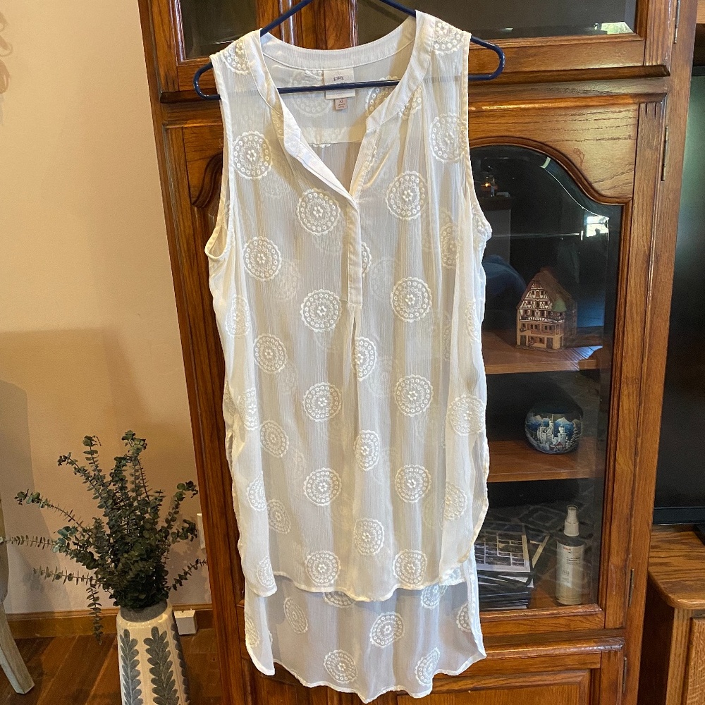 Cream Sheer Assymetrical Blouse